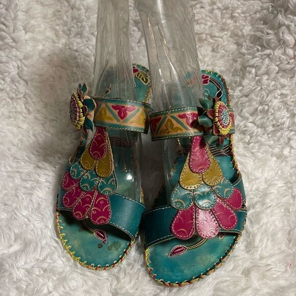 Elite by Corkys Women's Sandals New Size 10 Navaho Style Turquoise - Picture 1 of 13
